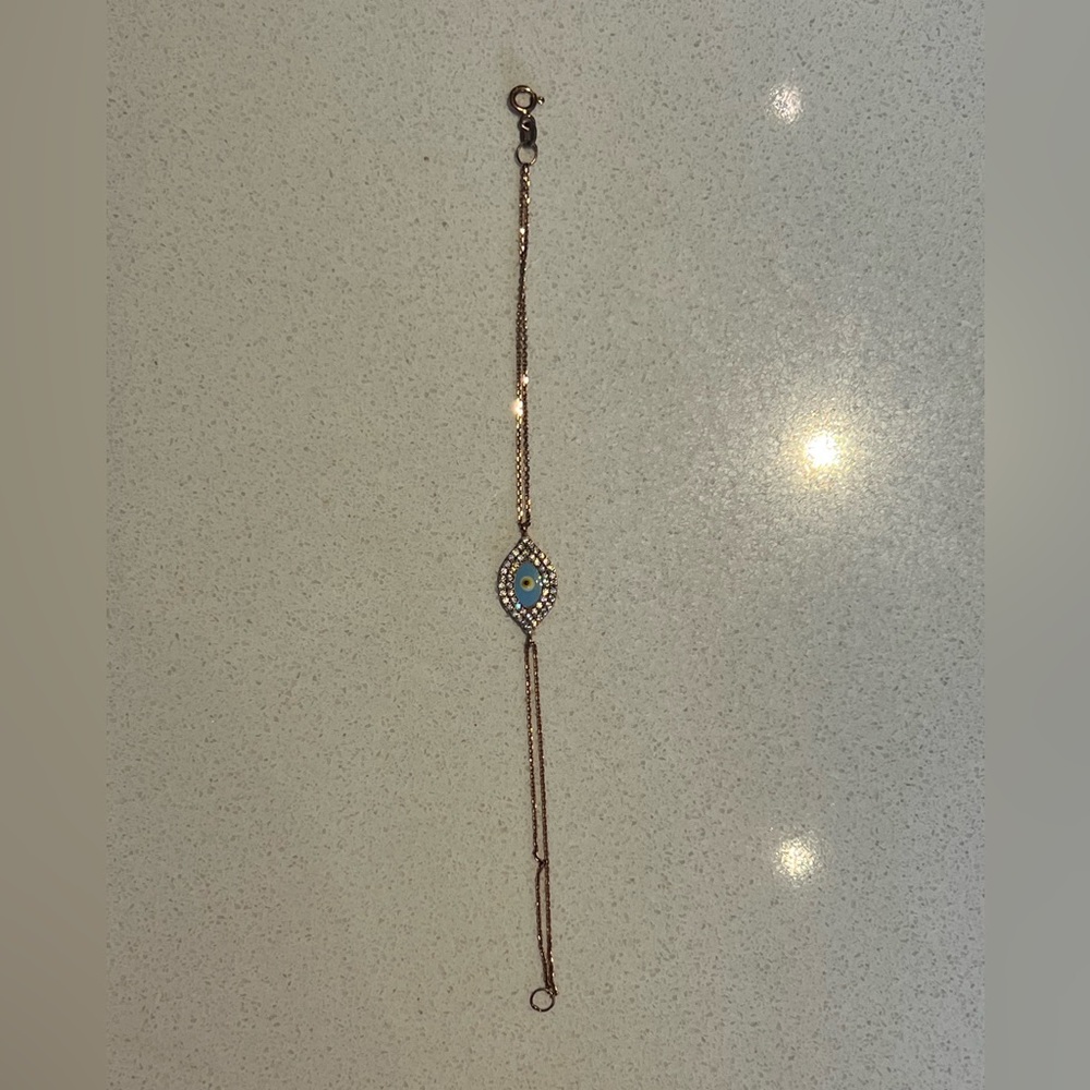 Rose gold evil eye bracelet